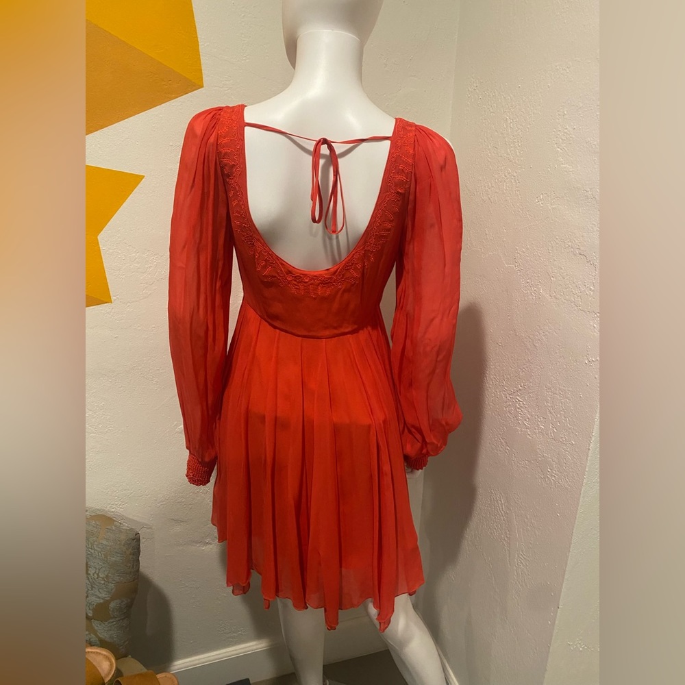 Free people Tatiana red beaded swing dress size 4 - Picture 8 of 17